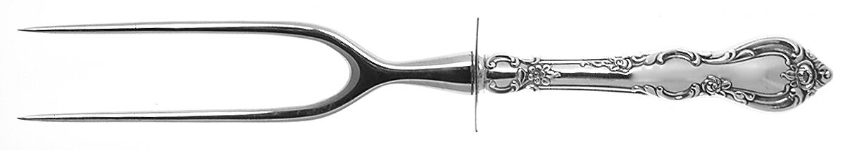 Spanish Provincial (Sterling, 1967) Large Stainless-Prong Roast Carving Fork by Towle Silver-1