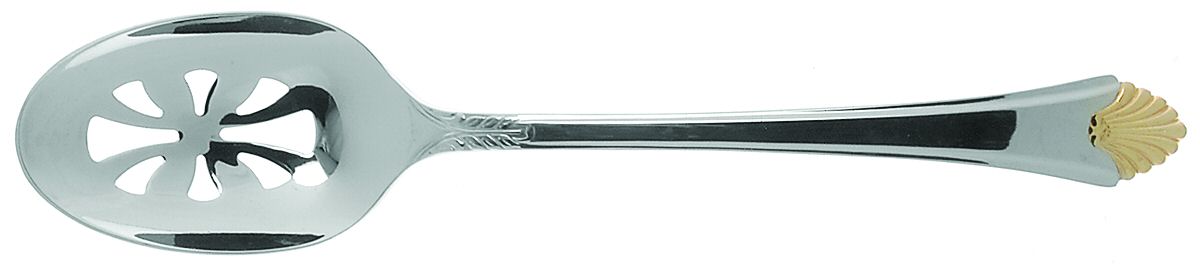Stratton Gold (Stainless, Gold Accent) Pierced Tablespoon (Serving Spoon) by Towle Silver-1