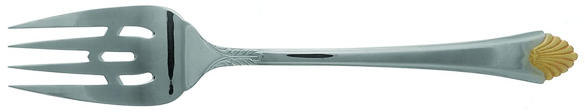 Stratton Gold (Stainless, Gold Accent) Large Solid Cold Meat Serving Fork by Towle Silver-1