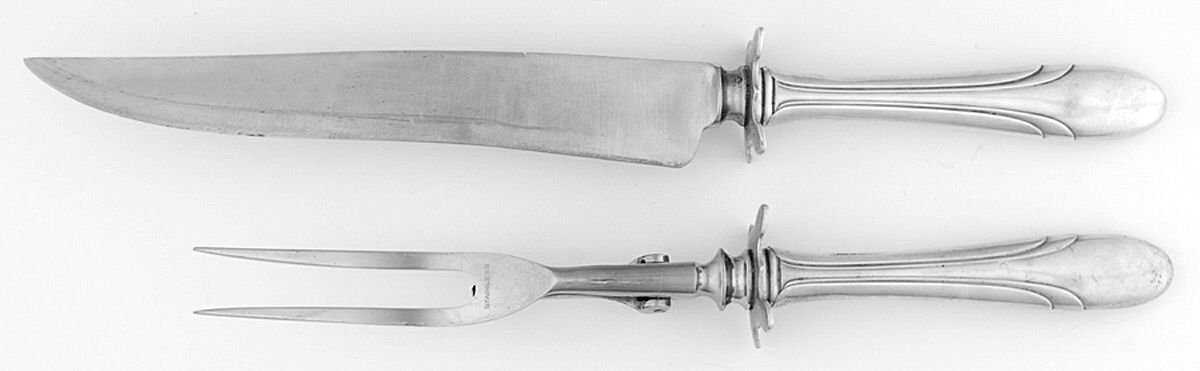 Symphony (Sterling, 1931, No Monograms) 2 Piece Small Carving Set W Sterling Guard by Towle Silver-1
