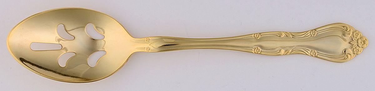 TWS118 (GOLD ELECTROPLATE) Pierced Tablespoon (Serving Spoon) by Towle Silver-1