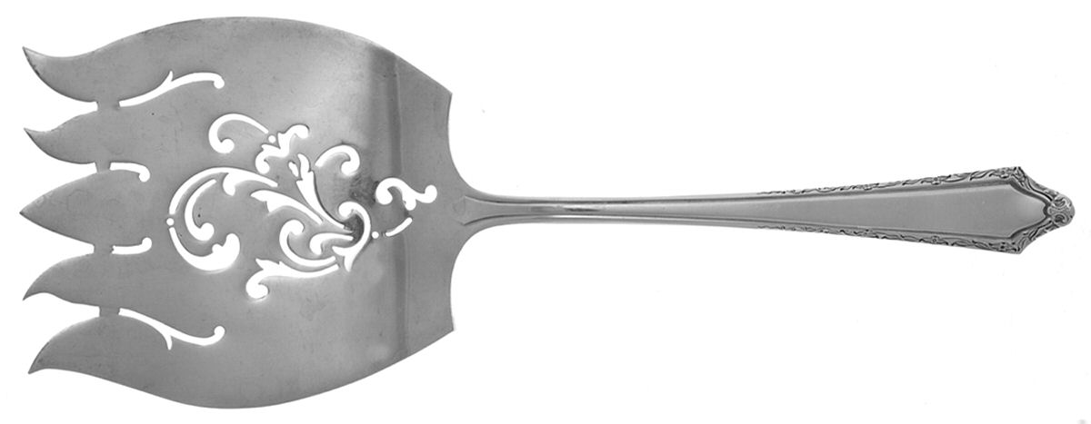 Virginia Carvel (Sterling, 1919, No Monograms) Large Solid Serving Asparagus Fork 5 Prong by Towle Silver-1