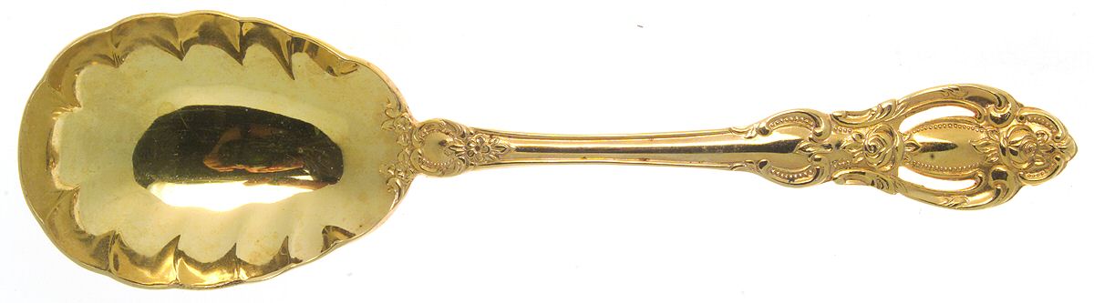 Golden Champlain (Gold Electroplate) Solid Shell Casserole Spoon by Towle Silver-1