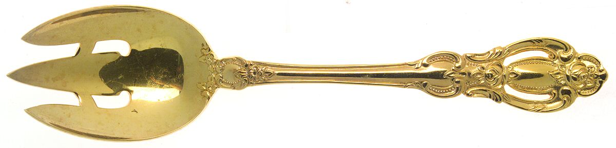 Golden Champlain (Gold Electroplate) Pierced Tablespoon (Serving Spoon) by Towle Silver-1