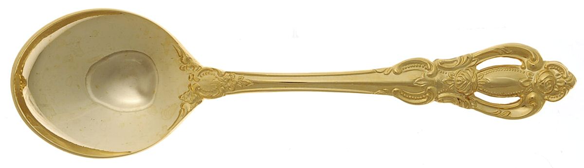 Golden Champlain (Gold Electroplate) Round Bowl Soup Spoon (Gumbo) by Towle Silver-1