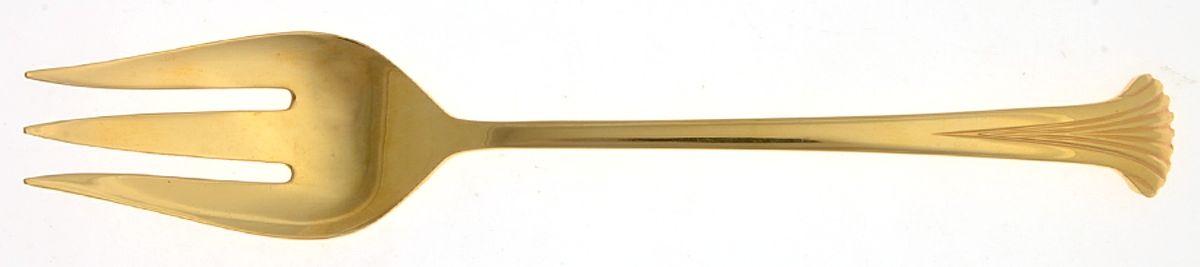 Golden Contessa (Gold Electroplate) Large Solid Cold Meat Serving Fork by Towle Silver-1