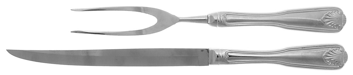 Boston Shell (Stainless) Large 2-Piece Roast Carving Set w/Stainless Blade by Towle Silver-1