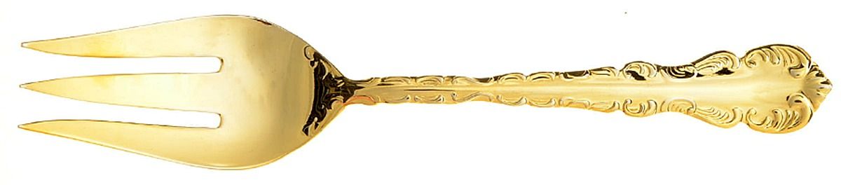 Golden Marcelle Medium Solid Cold Meat Serving Fork by Towle Silver-1
