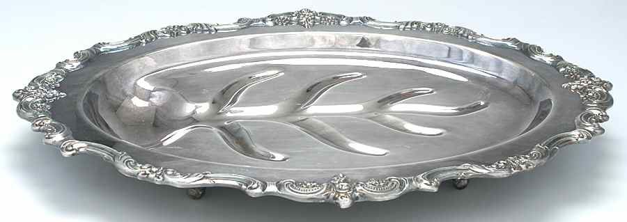 El Grandee (Silverplate Hollowware) Small Plated Footed Meat Platter with Well by Towle Silver-1