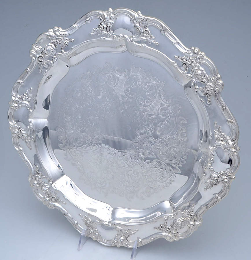 Old Master-Embossed(Silverplate, Roses-Scrolls) Relish/Hors d'Oeuvre Serving Tray by Towle Silver-1