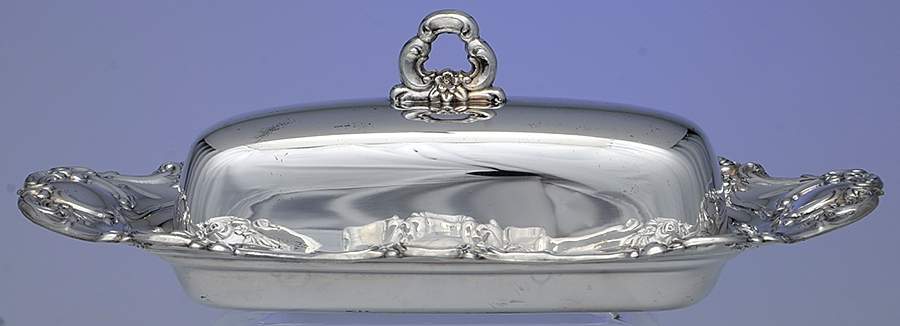 Old Master-Embossed(Silverplate, Roses-Scrolls) 1/4 Pound Silverplate Butter Dish, No Liner by Towle Silver-1