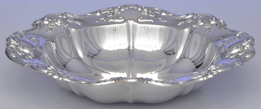 Old Master-Embossed(Silverplate, Roses-Scrolls) Medium Round Vegetable Bowl by Towle Silver-1