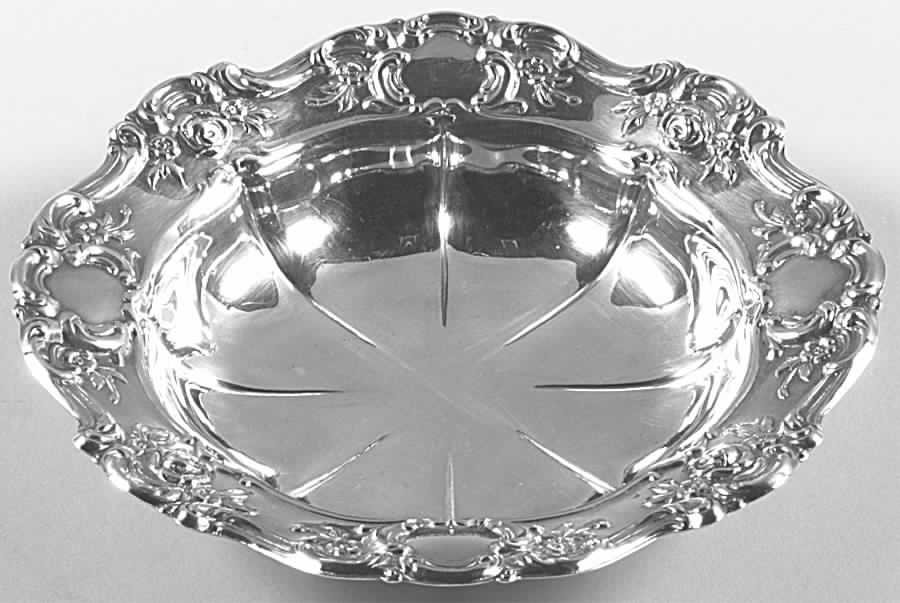 Old Master-Embossed(Silverplate, Roses-Scrolls) Medium Silverplate Bon Bon Bowl by Towle Silver-1