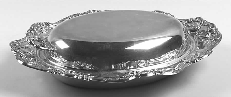 Old Master-Embossed(Silverplate, Roses-Scrolls) Double Vegetable Bowl by Towle Silver-1