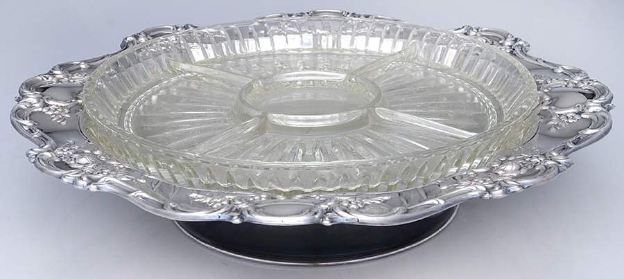 Old Master-Embossed(Silverplate, Roses-Scrolls) Lazy Susan with Liner by Towle Silver-1
