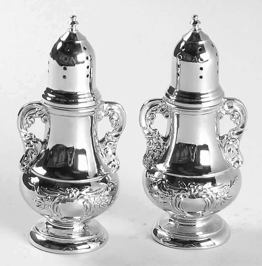 Old Master-Embossed(Silverplate, Roses-Scrolls) Salt & Pepper Set by Towle Silver-1