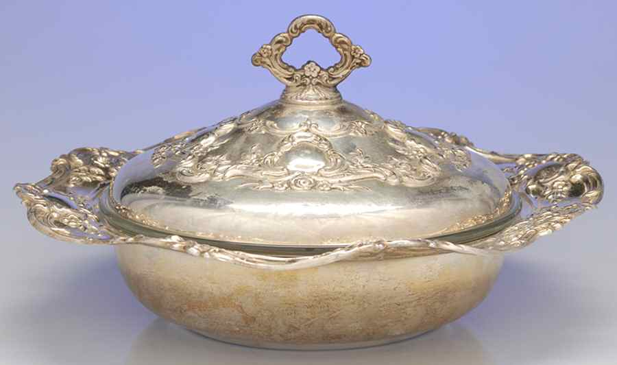 Old Master-Embossed(Silverplate, Roses-Scrolls) 2 Quart Silverplate Casserole by Towle Silver-1