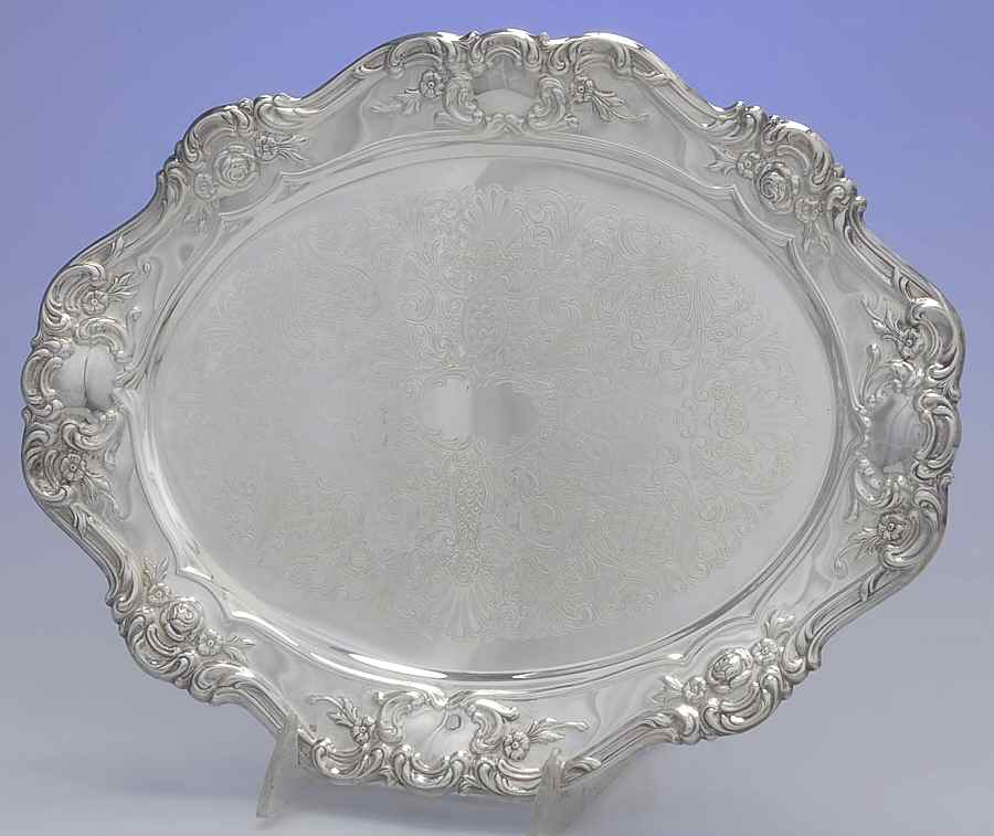 Old Master-Embossed(Silverplate, Roses-Scrolls) Small Meat Platter with Well and Cover by Towle Silver-1