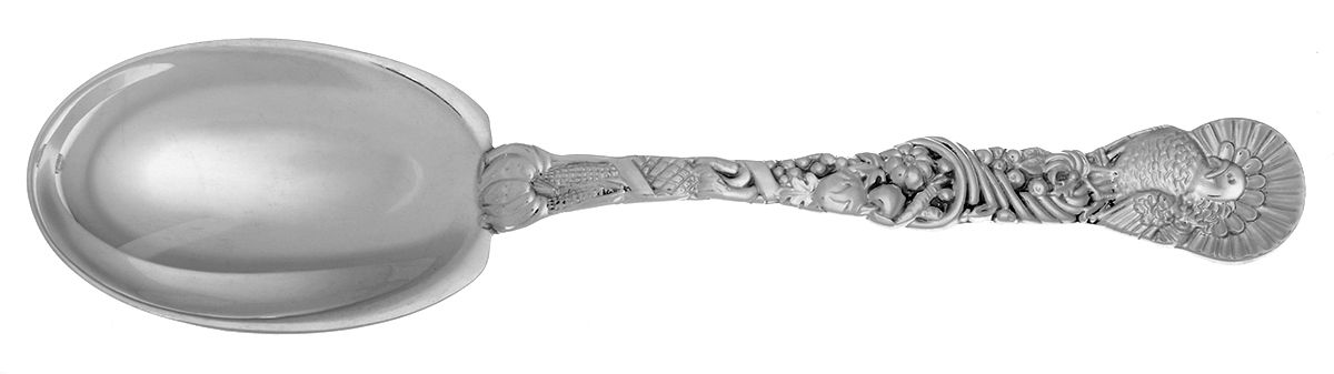 Turkey Motif (STERLING) Solid Cranberry Serving Spoon by Tiffany & CO SILVER-1