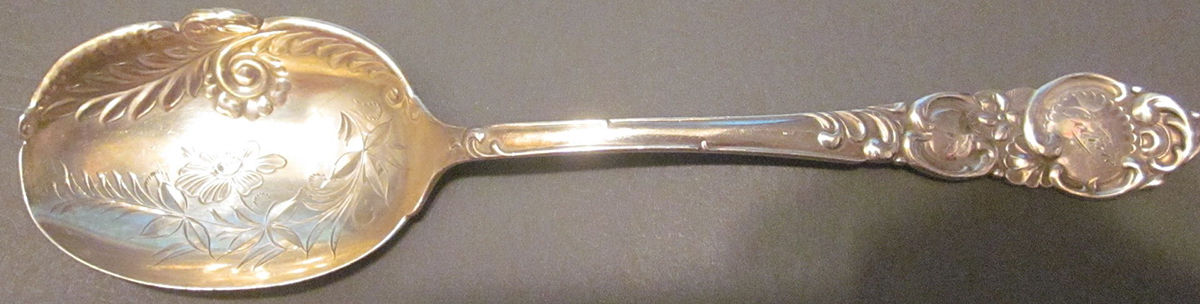TWS251 (Sterling) Large Bright Cut Jelly Spoon by Towle Silver-1