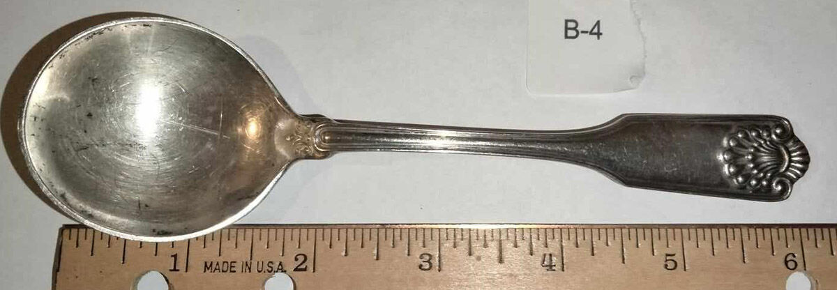 Fiddle Shell-Alden (Sterling) Round Bowl Soup Spoon (Cream Soup) by Towle Silver-1