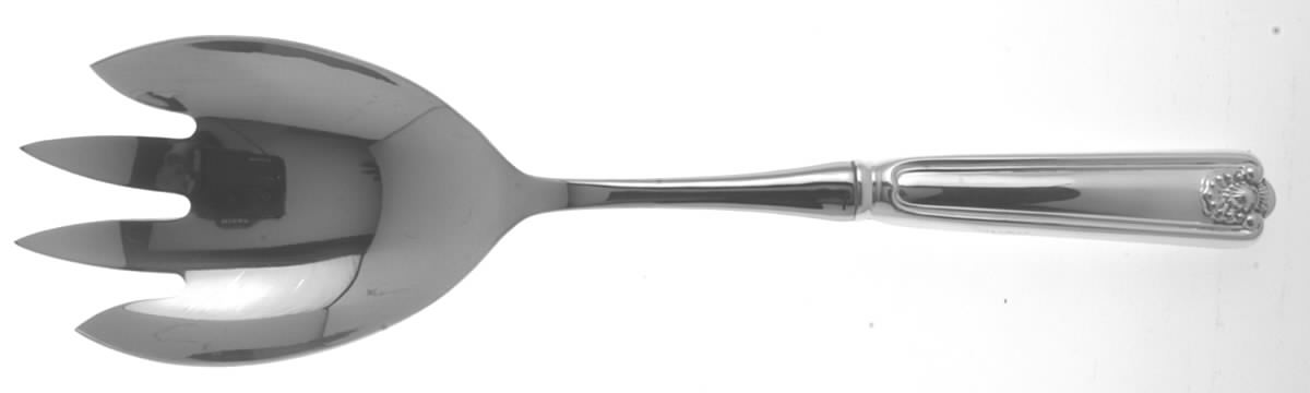 Fiddle Shell-Alden (Sterling) Salad Serving Fork with Stainless Prongs by Towle Silver-1