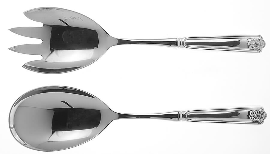 Fiddle Shell-Alden (Sterling) 2 Pc Salad Set with Stainless Bowl by Towle Silver-1