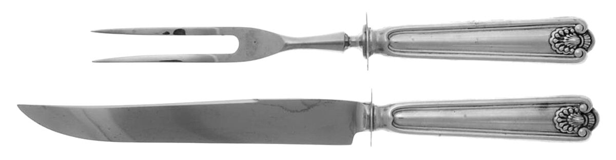 Fiddle Shell-Alden (Sterling) 2 Piece Small Carving Set W/ Sterling Guard by Towle Silver-1