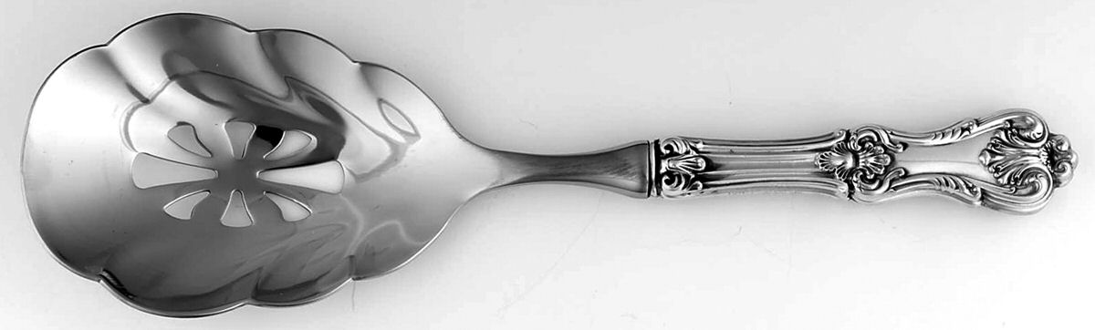 Federal Cotillion(Sterling, Newer) Pierced Serving Spoon with Stainless Bowl by Towle Silver-1