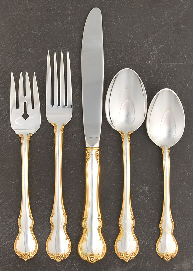 French Provincial-Gold (Sterling) 5 Piece Place Size Setting by Towle Silver-1