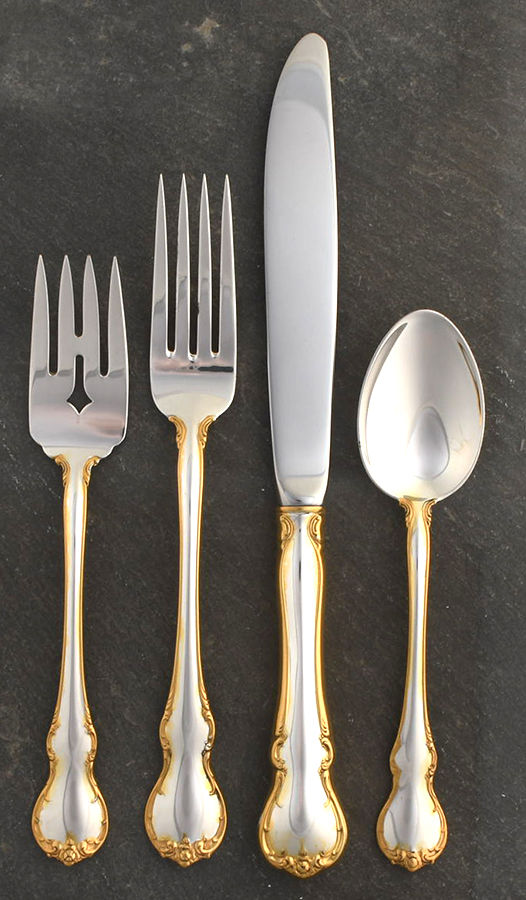 French Provincial-Gold (Sterling) 4 Piece Place Size Setting by Towle Silver-1