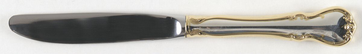 French Provincial-Gold (Sterling) Modern Hollow Butter Spreader (Stainless) by Towle Silver-1