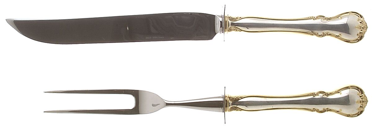 French Provincial-Gold (Sterling) Small Stainless Blade 2-Piece Steak Carving Set by Towle Silver-1