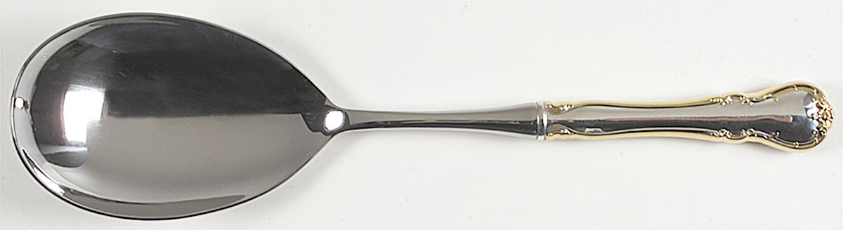 French Provincial-Gold (Sterling) Salad Servng Spoon with Stainless Bowl by Towle Silver-1