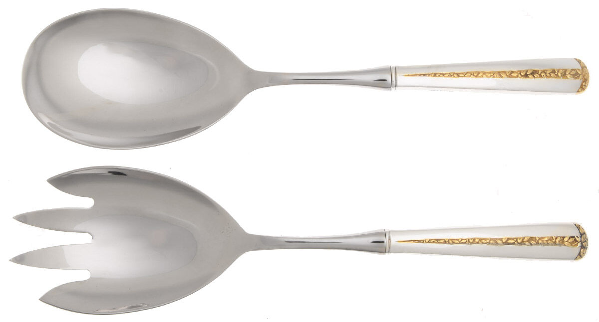 Rambler Rose Gold (Sterling, 1992) 2 Pc Salad Set with Stainless Bowl by Towle Silver-1