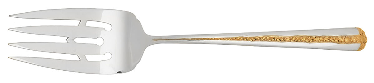 Rambler Rose Gold (Sterling, 1992) Small Solid Cold Meat Serving Fork by Towle Silver-1