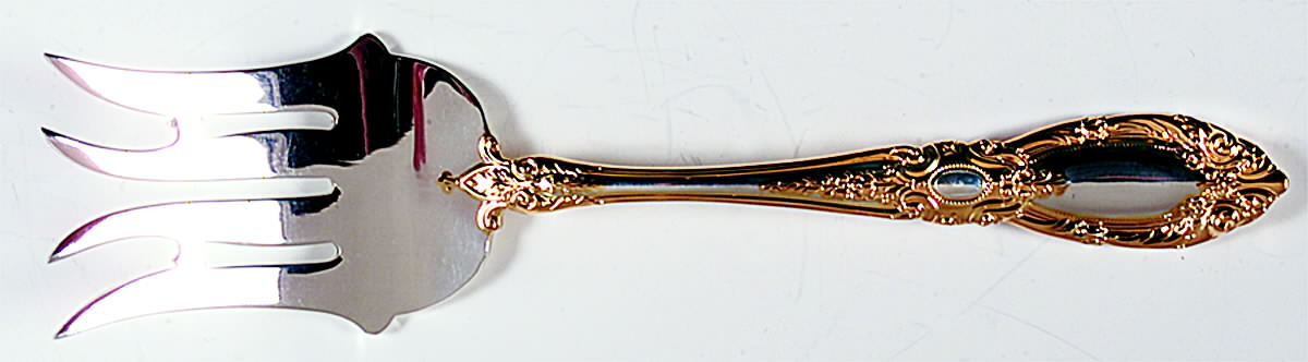 King Richard Gold (Sterling, Gold Acct) Medium Solid Cold Meat Serving Fork by Towle Silver-1