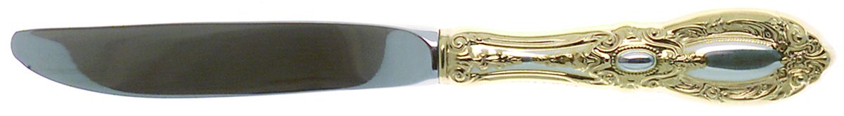 King Richard Gold (Sterling, Gold Acct) Modern Hollow Butter Spreader (Stainless) by Towle Silver-1