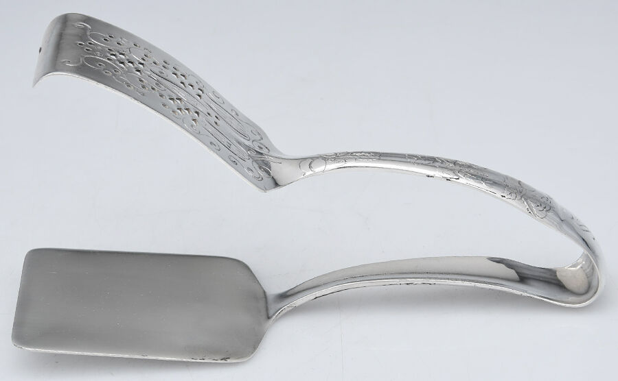 Lap-Over-Edge (Acid Etched) Solid Bright Cut Asparagus Tongs by Tiffany & CO SILVER-1