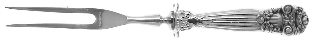 Georgian (Sterling, Newer) Small Steak Carving Fork with Stainless Prongs by Towle Silver-1