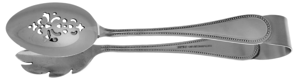 Beaded Antique (Stainless) Ice Serving Tongs Large HC by Towle Silver-1