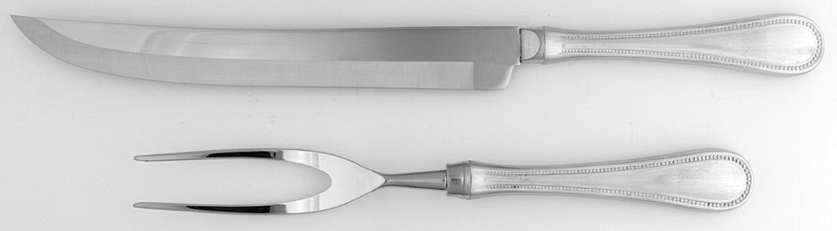 Beaded Antique (Stainless) Large 2-Piece Roast Carving Set w/Stainless Blade by Towle Silver-1