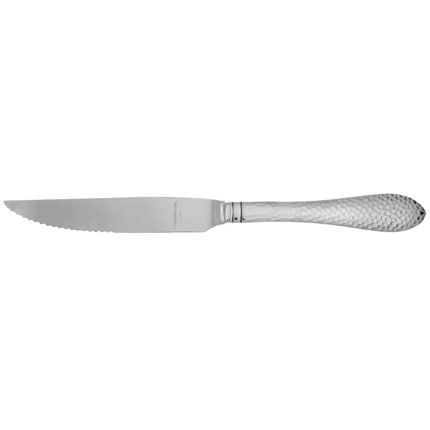 American Hammered (Stainless) Steak Knife Individual Hollow, Serrate HC by Towle Silver-1