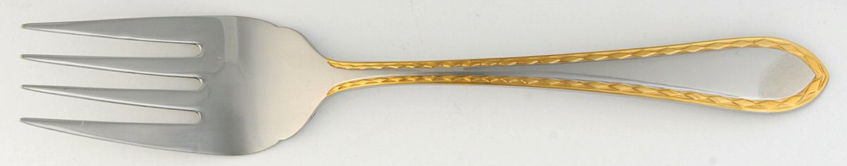 Diamond Antique-Glossy (Stainless) Large Solid Cold Meat Serving Fork by Towle Silver-1