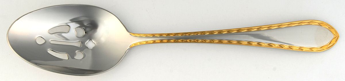 Diamond Antique-Glossy (Stainless) Pierced Tablespoon (Serving Spoon) by Towle Silver-1