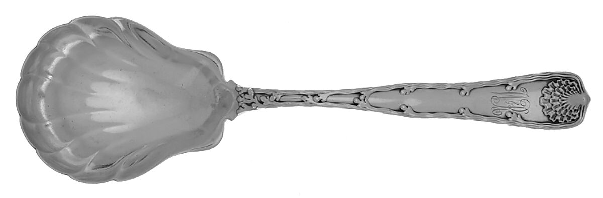 Wave Edge (Sterling, 1884, Monograms) Large Solid Shell Berry/Casserole Spoon by Tiffany & CO SILVER-1