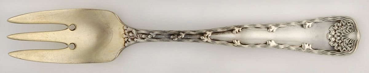 Wave Edge (Sterling, 1884, Monograms) 3-Tine Salad Fork by Tiffany & CO SILVER-1