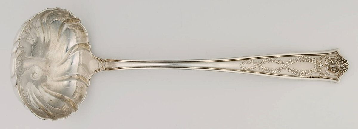 Winthrop (Sterling, 1909, Monograms) Solid Oyster Ladle with Fluted Bowl by Tiffany & CO SILVER-1