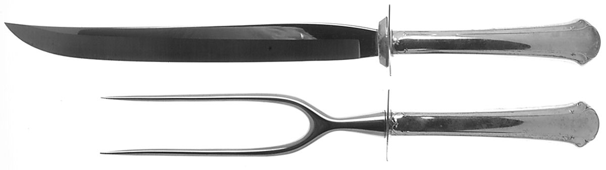 Chippendale (Sterling, 1937) (2 Pc)Carving Set-Lg Stnbl/Roast w/Sterling Guard by Towle Silver-1