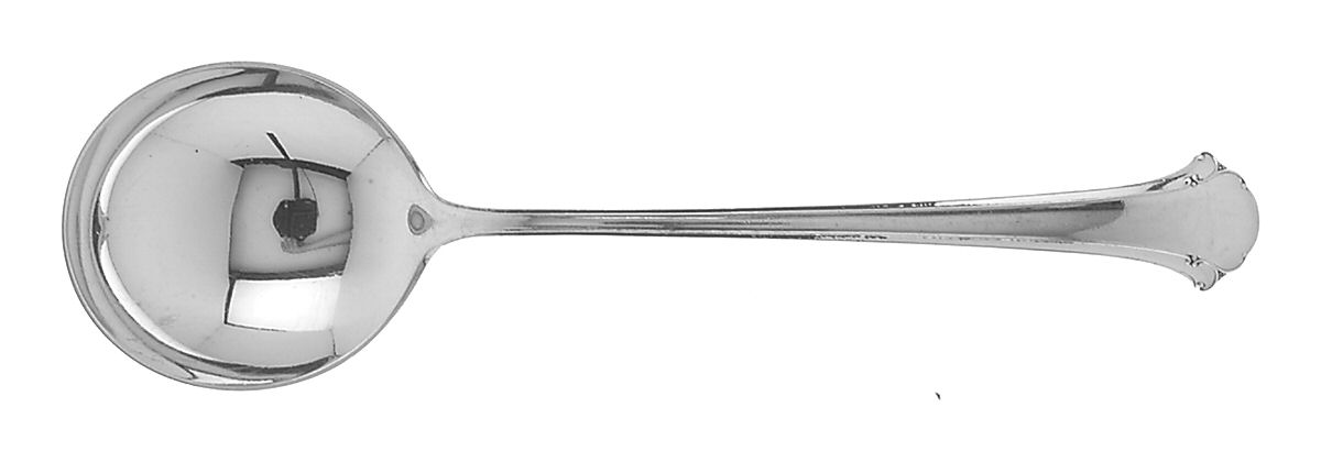 Chippendale (Sterling, 1937, Monograms) Round Bowl Soup Spoon (Cream Soup) by Towle Silver-1